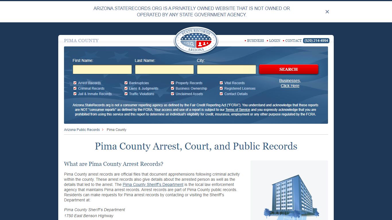 Pima County Arrest, Court, and Public Records